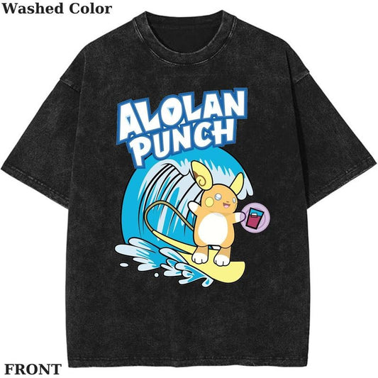 Alolan Punch Pokemon Raichu Graphic T-Shirt, Pokemon T-Shirt, PKM Shirt, Anime Funny Shirt, Vintage Tee Streetwear Shortsleeve Printed Womenswear Top