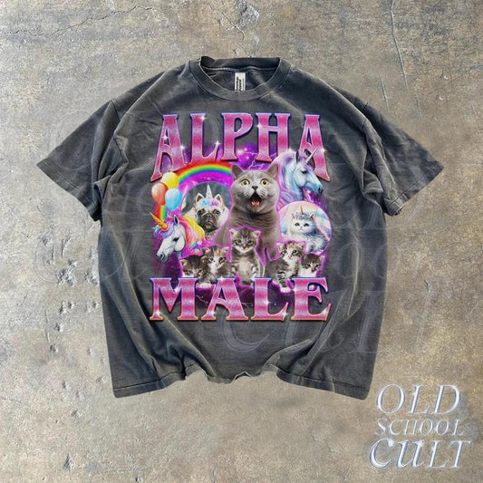 Alpha Male Unicorn Ironic Vintage 90s T-Shirt, Retro Funny Rainbow Unisex Tshirt,, Funny Weird Meme Shirt, Funny Ugly Tee, Offensive Y2k Tee