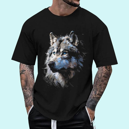 Alpha Wolf Shirt Fantasy Art Graphic Blue Eyes Wolf Lovers Unisex T-Shirt, Cotton 100%, Top Trending Fashion
