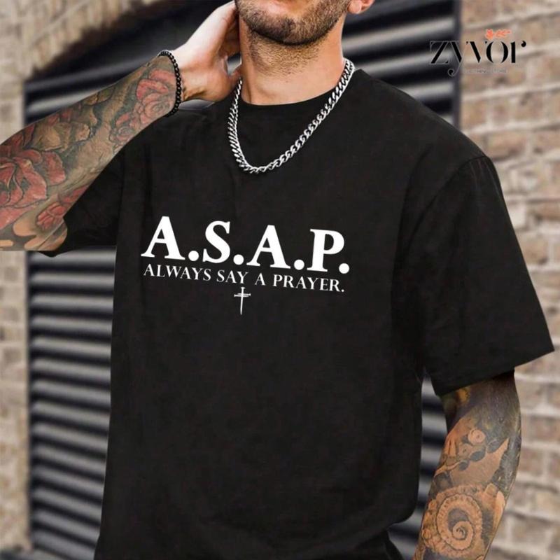 Always Say A Prayer Christian Shirt Casual Style Crew Neck Short Sleeve T-Shirt Tops Trendy for Unisex, Perfect Gift