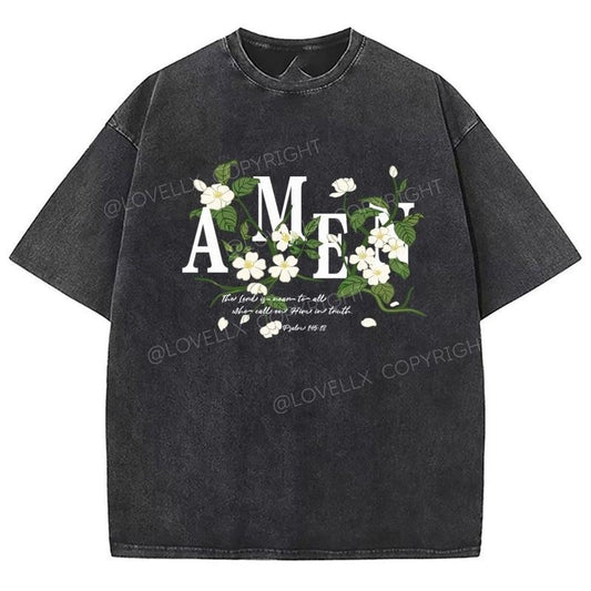 Amen Unixes Washed T-Shirt, Christian Jesus  Tshirts, Vintage 90s Graphic Tee Gift Cotton Top Womenswear Bottom