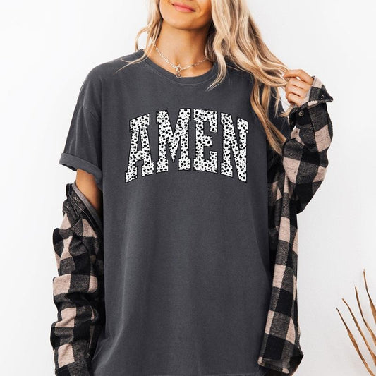 Amen, Dalmatian Print, Christian, Jesus, Gospel, Faith, Saved Tshirt, Women's Comfort Colors Tee