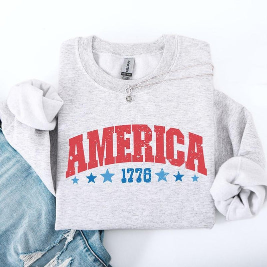 America, 1776, Varsity, Patriotic, USA, 4th of July Sweatshirt, Women's Comfort Colors Tee