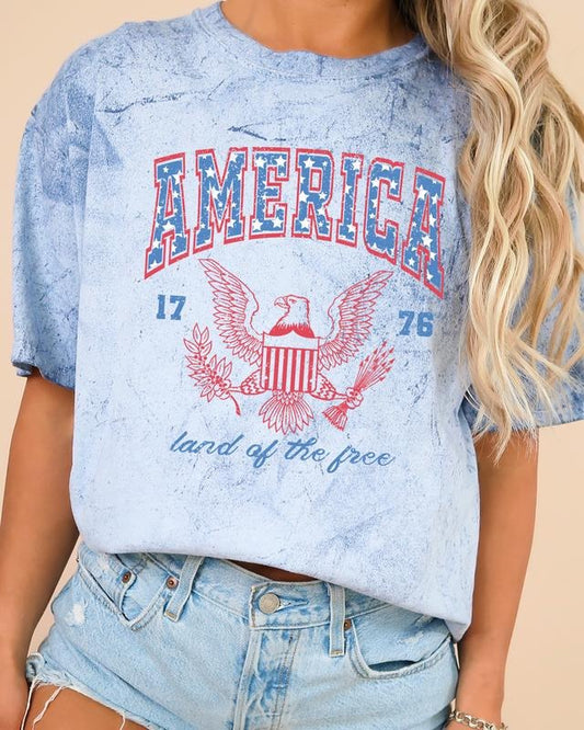 America, Land Of The Free, Eagle, 1776, USA, Independence Day, 4th Of July, Stars Stripes, Patriotic Color Blast, Comfort Colors Tshirt, Women's Comfort Color Tee, Tshirt
