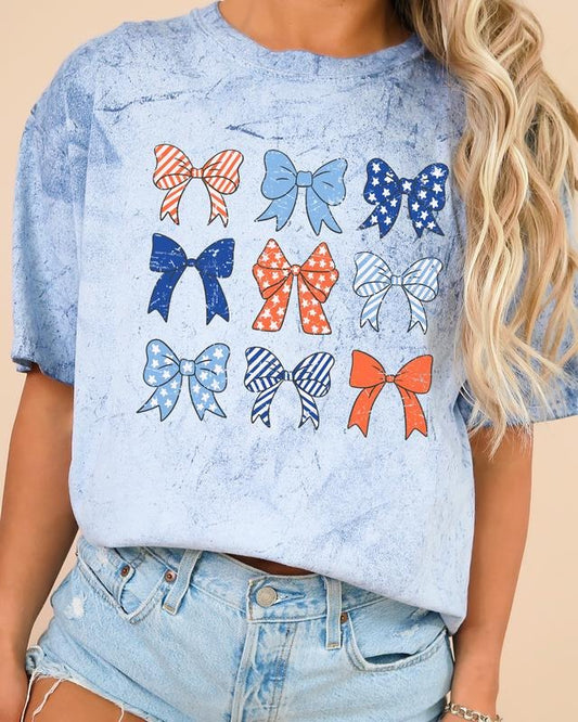 American Bows, Ribbon, Coquette, USA, Vintage, Color Blast, Comfort Colors Tshirt, Women's Comfort Color Tee, Tshirt