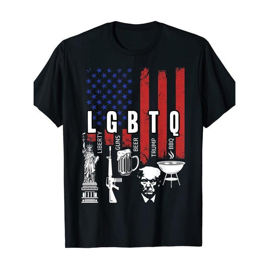 American Flag retro, 1 piece, 100% cotton T-shirt, Trump, niche design print, high-quality breathable material, casual and versatile made in usa