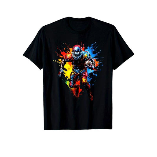 American Football Print Men's Cotton T-shirt, Graphic Tee Men's Outdoor Clothes, Men's Clothing, Casual Short Sleeve Crew Neck T-shirt, Tops For Men, Gift For Men made in usastyle{n002}9
