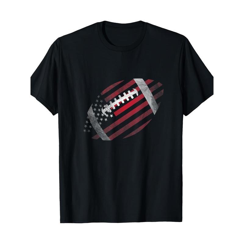 American Football Red USA Flag American Flag Gift 220g100% Cotton T-Shirt made in usa