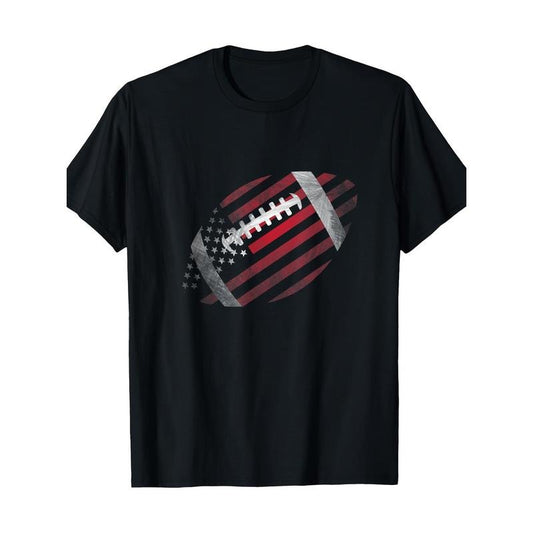 American Football Red USA Flag American Flag Gift 220g100% Cotton T-Shirt made in usa