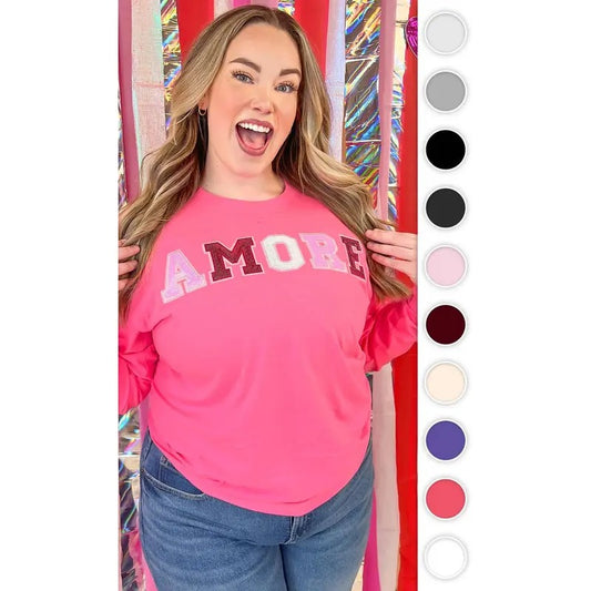 Amore Sequin Valentine Graphic Long Sleeve T-Shirt