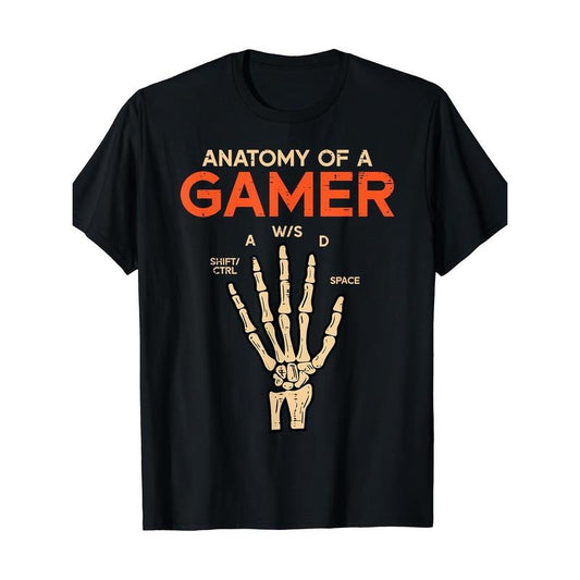 Anatomy Of A Gamer Skeleton Hand Funny Men T-Shirt Made in USA Graphic