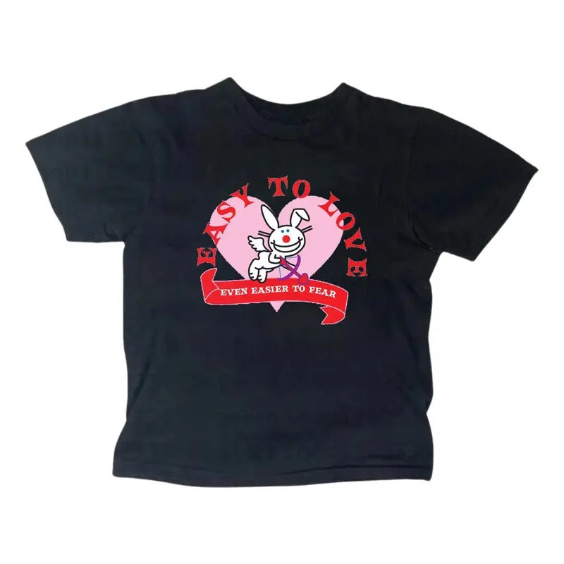 Angel Happy Bunny Baby Tee, Y2k Top Women Streetwear, Gothic Emo Girl Top, Scene Clothing 2000s, Casual Cotton Short Sleeve, Valentine Day Gift