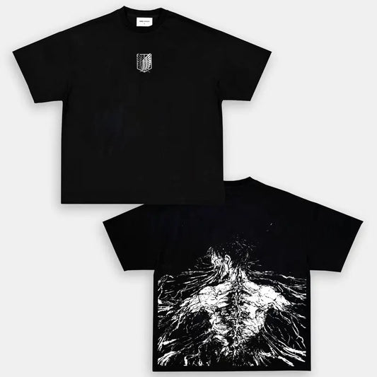 Anime  Founding Titan Eren Yeager - Attack On Titan Anime Double Printed Oversized Tee Unisex Oversize Anime Manga Lightweight Cotton T- Shirt, Hoodies & Sweater Gift For Anime Fan, Anime Lover