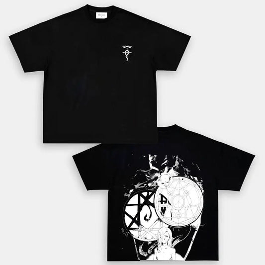 Anime Fullmetal Alchemist Anime Double Printed Vintage Oversized Tee Unisex Oversize Anime Manga Heavyweight Cotton T-shirt, Gift For Anime Fan