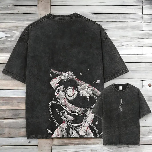 Anime Gym Pump Cover Graphic T-shirt, JJK Manga Anime Character Graphic Vintage Anime Gift