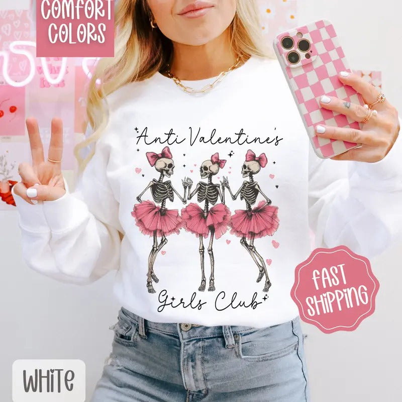Anti Valentine Sweatshirt Comfort Colors, Valentine's Day Women's Crewneck, Holiday Women's Sweater valentine sweatshirt