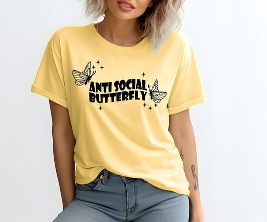 Antisocial Butterfly Comfort colors Tee shirt
