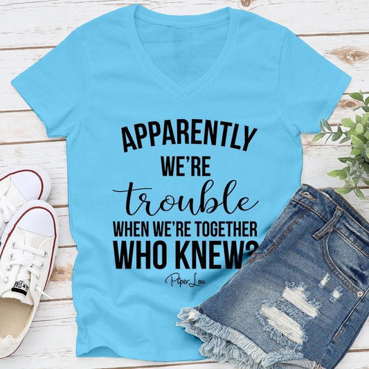 Apparently We're Trouble Tee Collar Cotton