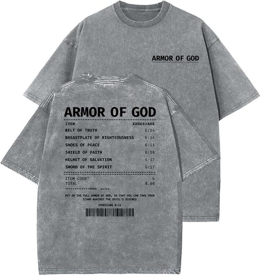 Armor Of God Unisex Washed T-Shirt, Christian t shirts, Vintage 90s Graphic Tee, Gift Top Womenswear Cotton Mineral Colorstyle{n002}2