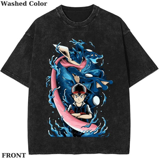Ash Greninja Pokemon Graphic T-Shirt, Pokemon T-Shirt, PKM Shirt, Anime Funny Shirt, Vintage Tee Streetwear Shortsleeve Printed Womenswear Top