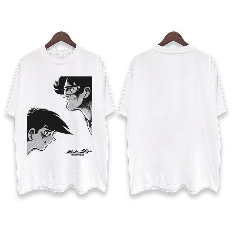 Ashita no Joe "Showdown" Heavyweight Vintage Tee 100% Cotton OVERSIZED Anime T-shirt Menswear Top Crew Necks Tshirt Casual Streetwear White Baggy Tropical Crewneck