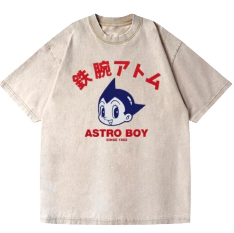 Astro Boy 1952 Anime Vintage Wash Japanese Design T-Shirt Womenswear Top Comfort Streetwear Summer