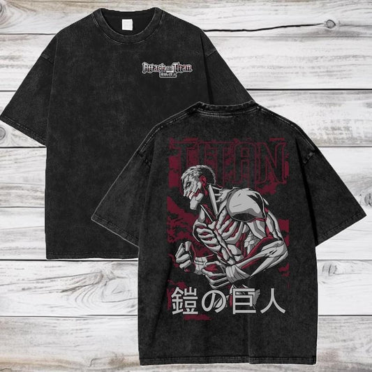 Attack on Titan Reiner Armored Titan  Dyenomite Mineral Wash Oversize T-Shirt Attack on Titan Anime Tee Gift For Him