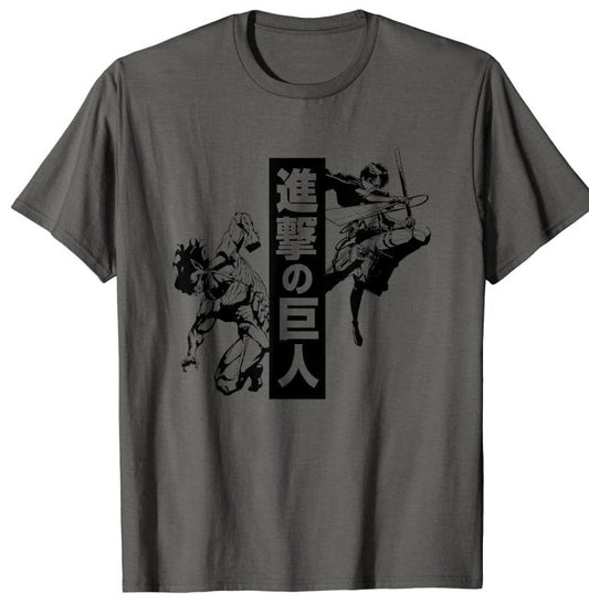 Attack on Titan Season 2 Eren Jaeger and Titan Form T-Shirt Menswear Top