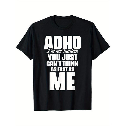 Attention Deficit Disorder Neurodiversity Hyperactivity T-shirt Comfortable, Casual Short Sleeve, Daily Wear, All Season, Black, Men Made in USA
