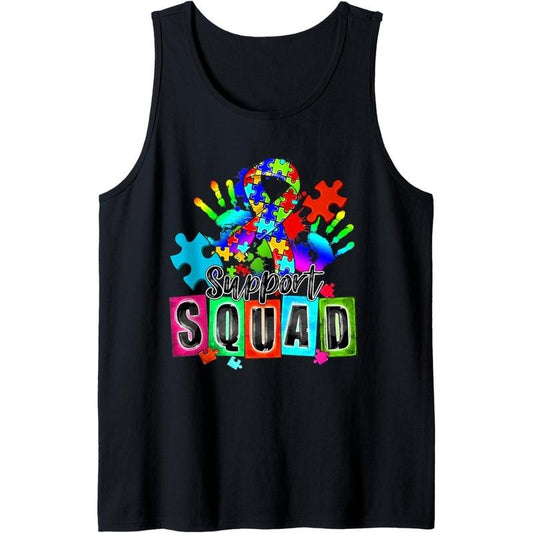 Autism Awareness Month Ribbon Support Squad Womens Kids Tank Top MADE IN USA