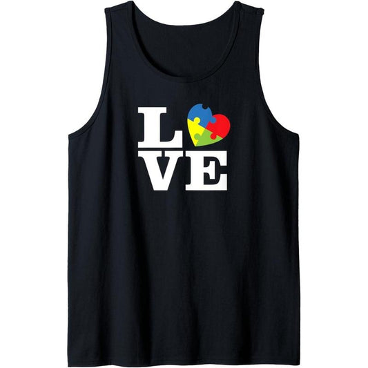 Autism LOVE Awareness Month Jigsaw Puzzle Heart Tank Top MADE IN USA