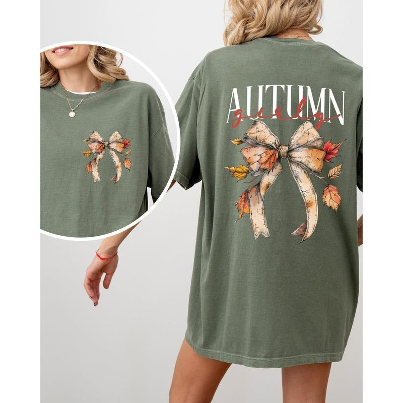Autumn Girly, Fall, Leaves, Foliage, Pumpkin Spice Latte, Coffee, Thanksgiving Shirt, Women's Comfort Color Tee, Tshirt