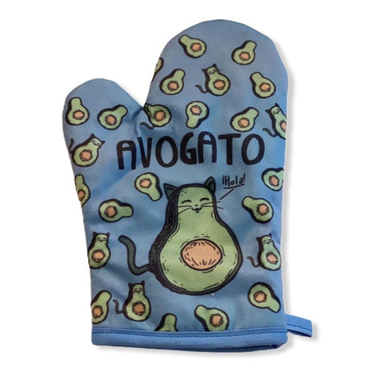 Avogato Oven Mitt Funny Cat Gato Avocado Toast Kitty Lover Graphic Oven Glove Funny Graphic Kitchenwear Funny Food  Novelty Cookware Blue