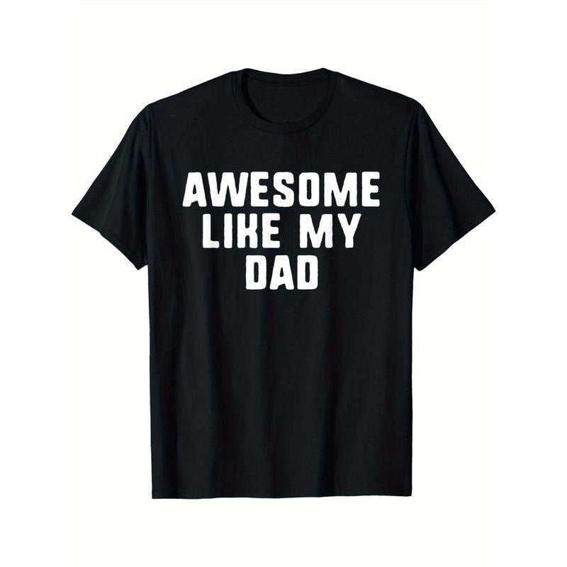 Awesome Like My Dad T-Shirt - 100% Cotton Crew Neck Short Sleeve Tee, Geometric Pattern, Regular Fit, All-Season Casual Wear for Adults Made in USA