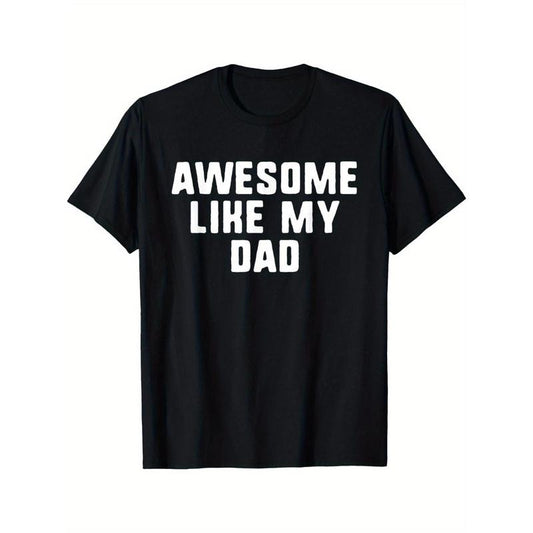 Awesome Like My Dad T-Shirt - 100% Cotton Crew Neck Short Sleeve Tee, Geometric Pattern, Regular Fit, All-Season Casual Wear for Adults Made in USA