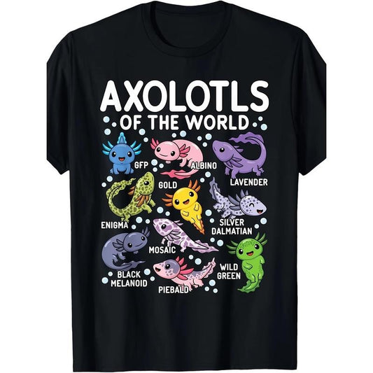 Axolotls Of The World Cute Kawaii Axolotl T-Shirt Made in USA