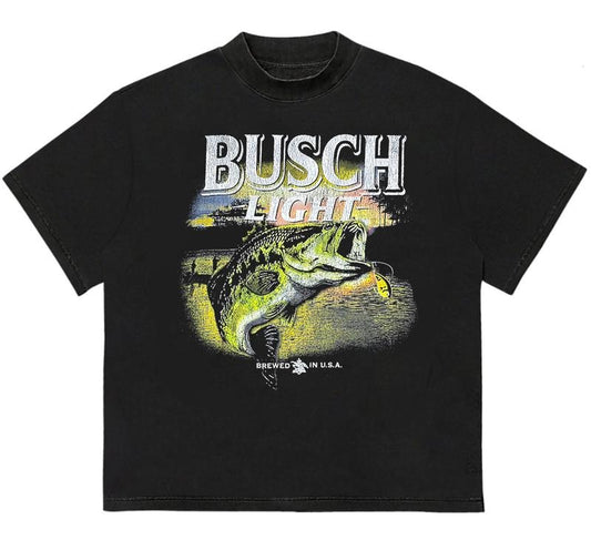 B@SCH LIGHT BEER  FISHING T-Shirt Retro Vintage Classic 90s Retro Graphic Design Cotton