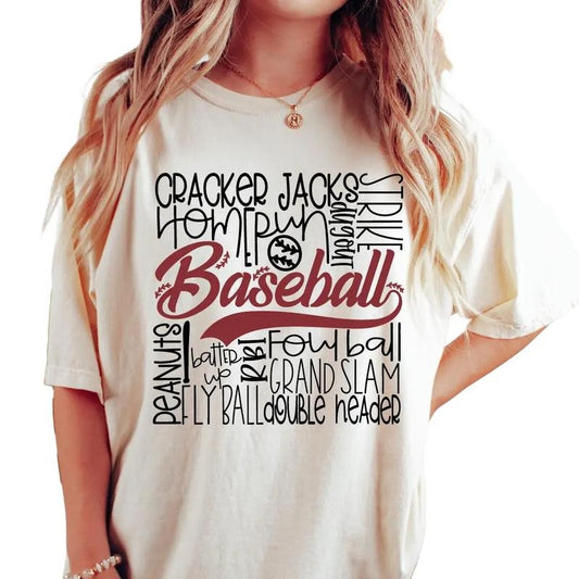 BASEBALL ESSENTIALS T-SHIRT, BASEBALL SHIRT, COMFORT COLORS CASUAL COTTON T-SHIRT FOR MOMS Fabric Top Womenswear Garment Oversized Printed