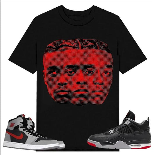 BIG Face LIL Uzii Verttttt, Shirt to match A J 1 High Zoom CMFT 2 Fire Red Cement Grey, A J 4 Bred, Shirt to matching Sneaker