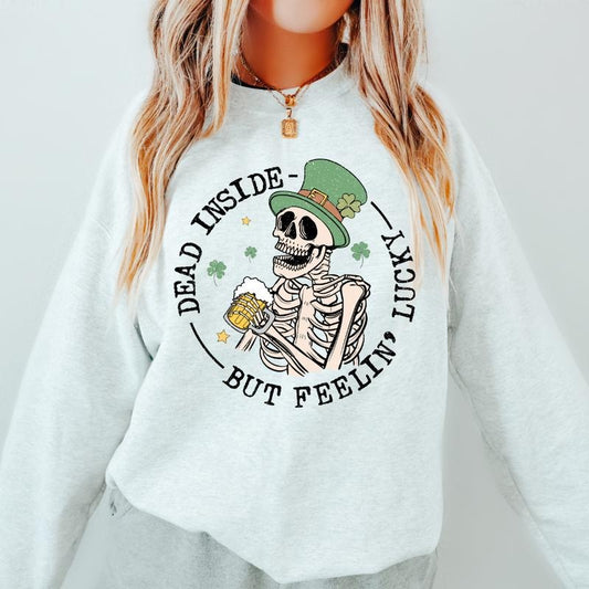 BUT FEELING LUCKY SWEATSHIRT (UNISEX, CASUAL COTTON SWEATSHIRT, HOLIDAY ST. PATRICKS DAY) Womenswear Hoodie