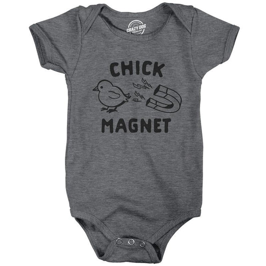 Baby Bodysuit Chick Magnet T Shirt Funny Easter Sunday Baby Chick Holiday Novelty Shirt Funny Baby Onesies Easter Onesie for Baby Dark Grey