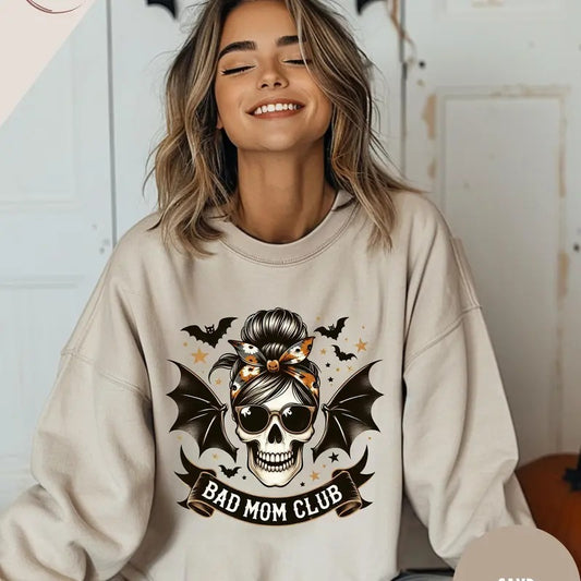 Bad Mom Club Shirt Unisex Halloween Sweatshirt Skeleton Shirt Cute Halloween Sweatshirt Halloween Mama Shirt Halloween Sweatshirt