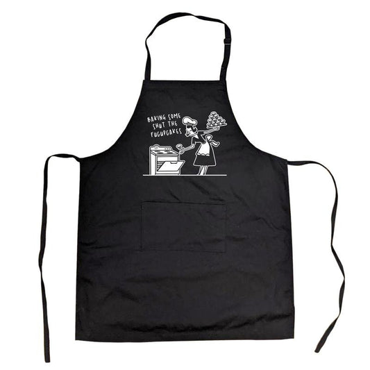 Baking Some Shut The Fucupcakes Apron Funny Kitchen Cupcakes Graphic Tee Kitchen Smock Funny Aprons Funny Food Cover Novelty Cooking Black