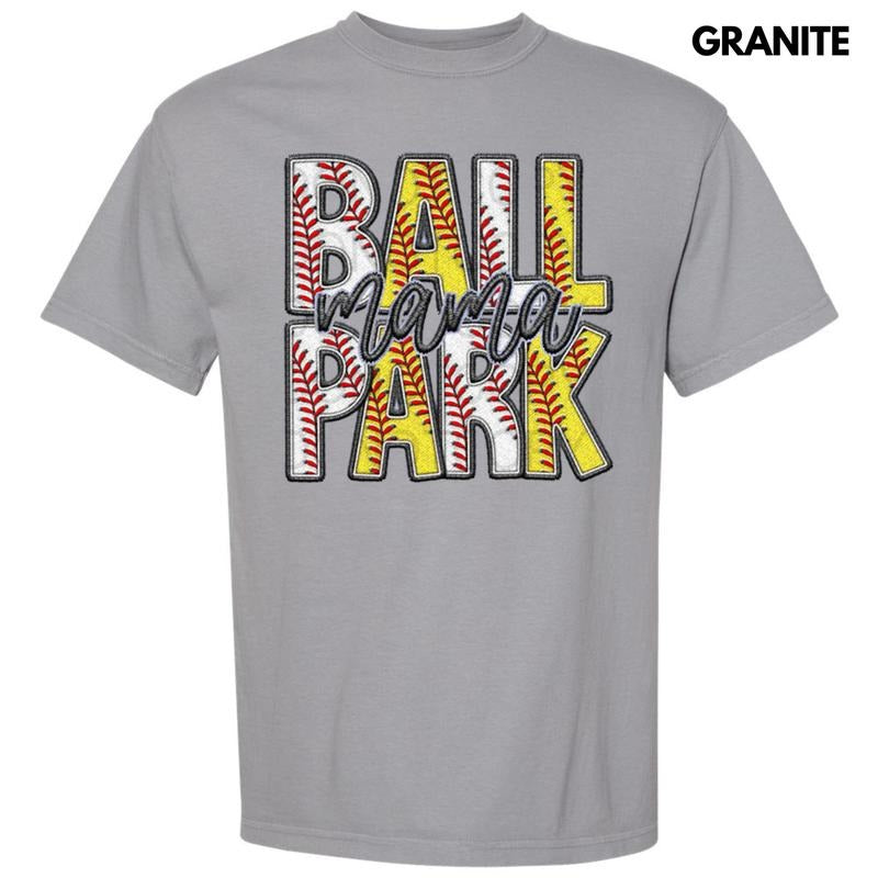 Ball Park Mama Faux Embroidery Comfort Colors T-Shirt