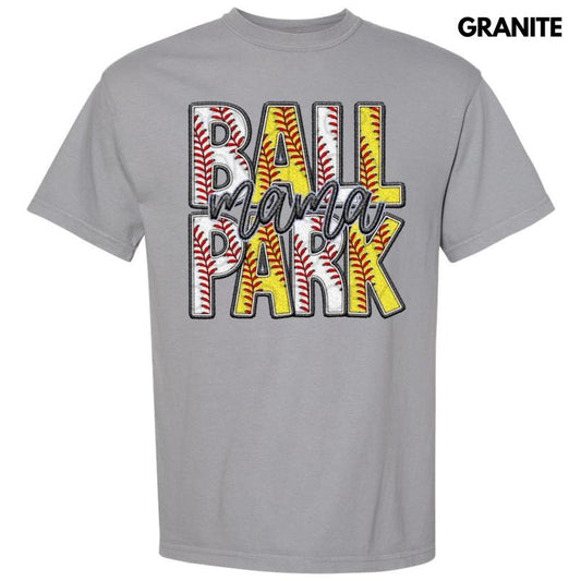 Ball Park Mama Faux Embroidery Comfort Colors T-Shirt
