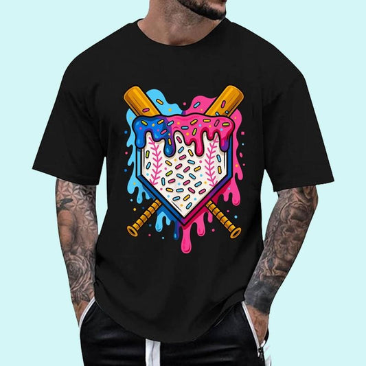 Baseball Boys Ice Cream Drip Baseball Unisex T-Shirt, Cotton 100%, Top Trending Fashion