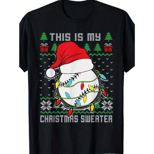 Baseball Christmas Ugly Sweater Funny Santa Sport Men Kids T-Shirt made in usa