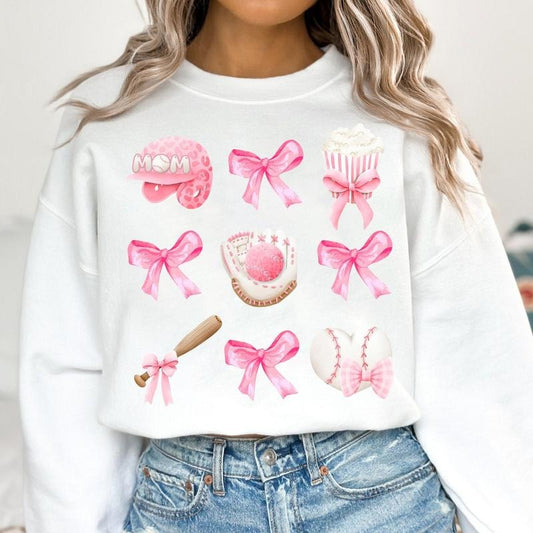 Baseball Coquette Bow Sweatshirt, Coquette Baseball Sweater, Social Club Shirt, Baseball Sweatshirt, Gifts For Baseball Lovers, Baseball Fan Gifts Sweater, Long Sleeve Crewneck Shirt, Gift For Birthday Fit Unisex