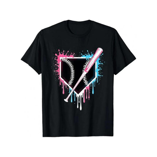 Baseball Drip Style T-Shirt for Men and Women - Casual Cotton Blend, Round Neck, Regular Fit, All-Season Printed Sports Team Design made in usa