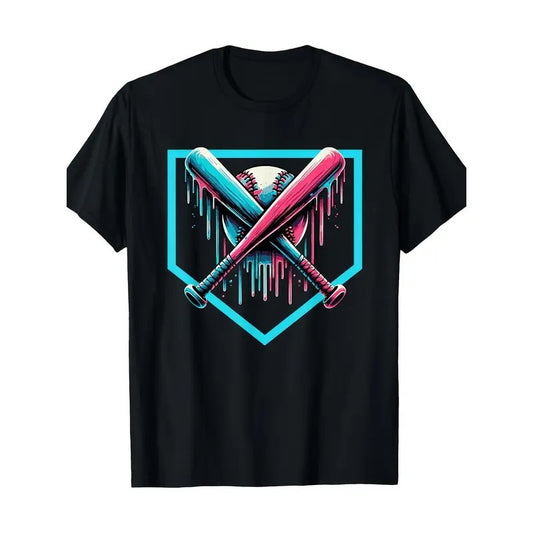 Baseball Home Plate - Dripping Baseball Bat T-shirt-100%cotton-220g made in usa